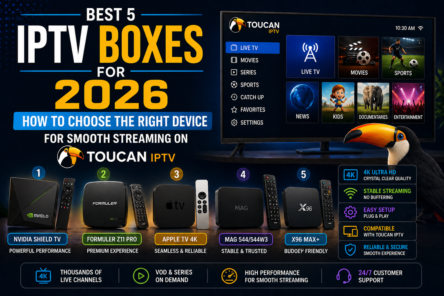 Best 5 IPTV Boxes for 2026: How to Choose the Right Device for Smooth Streaming on Toucan IPTV